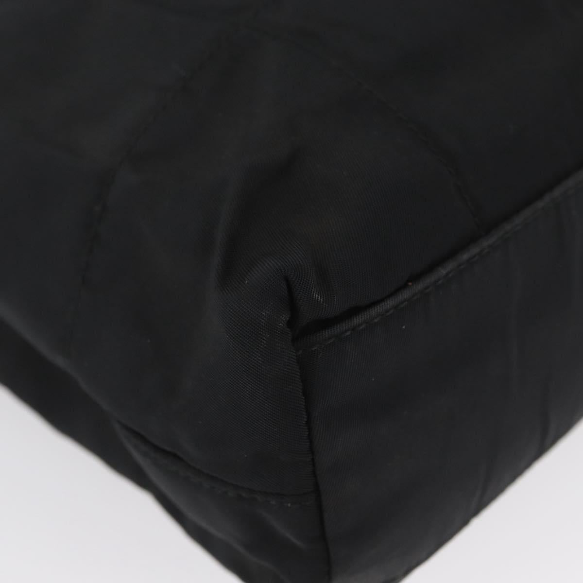 PRADA Tote Bag Nylon Black Silver Auth BSZ307