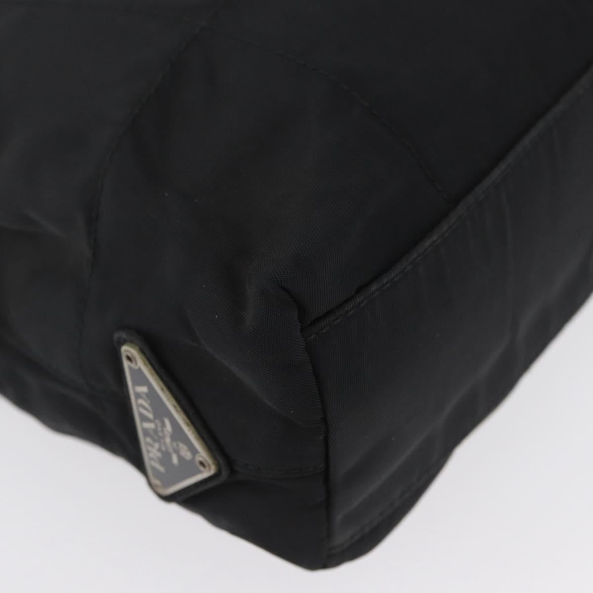 PRADA Tote Bag Nylon Black Silver Auth BSZ307