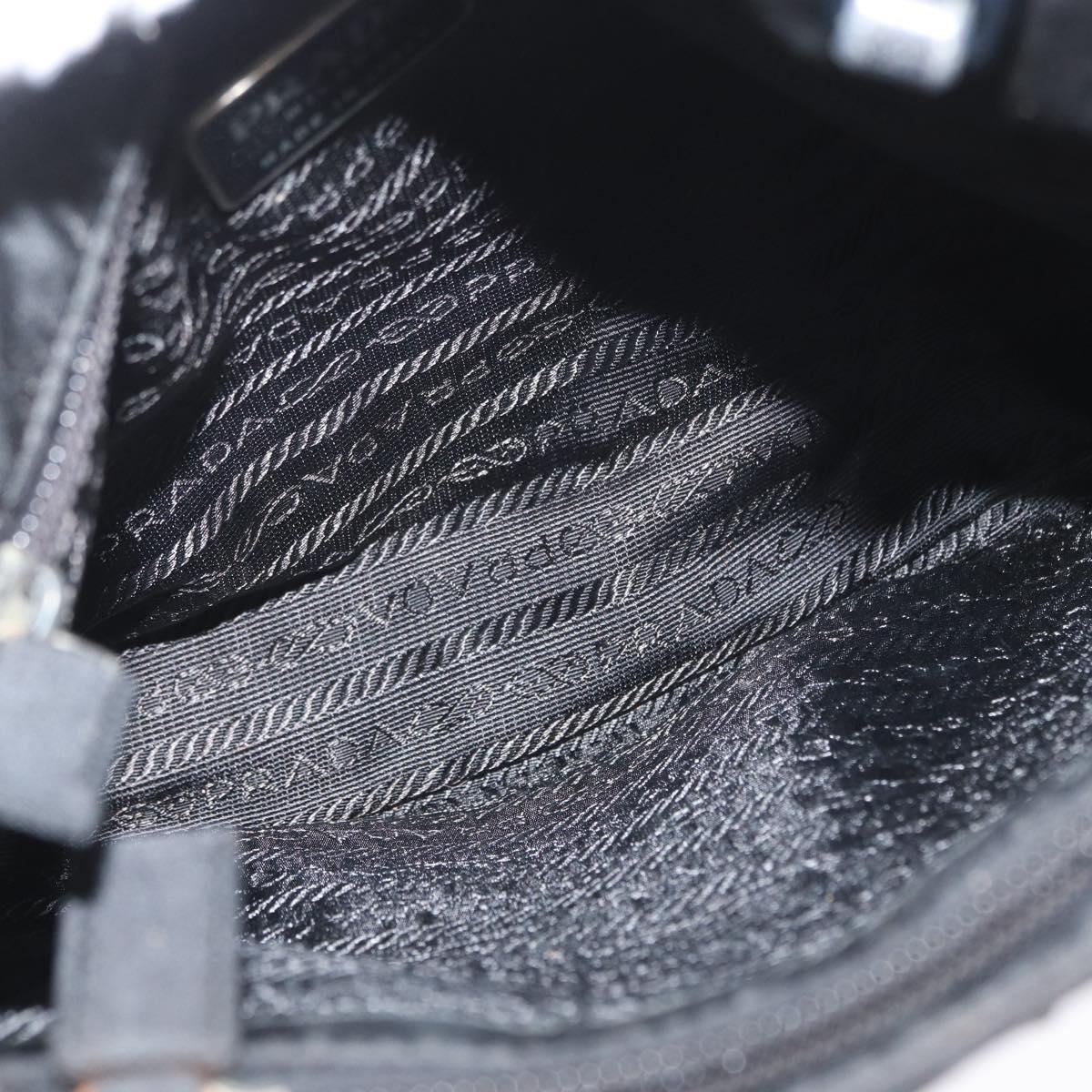 PRADA Tote Bag Nylon Black Silver Auth BSZ307