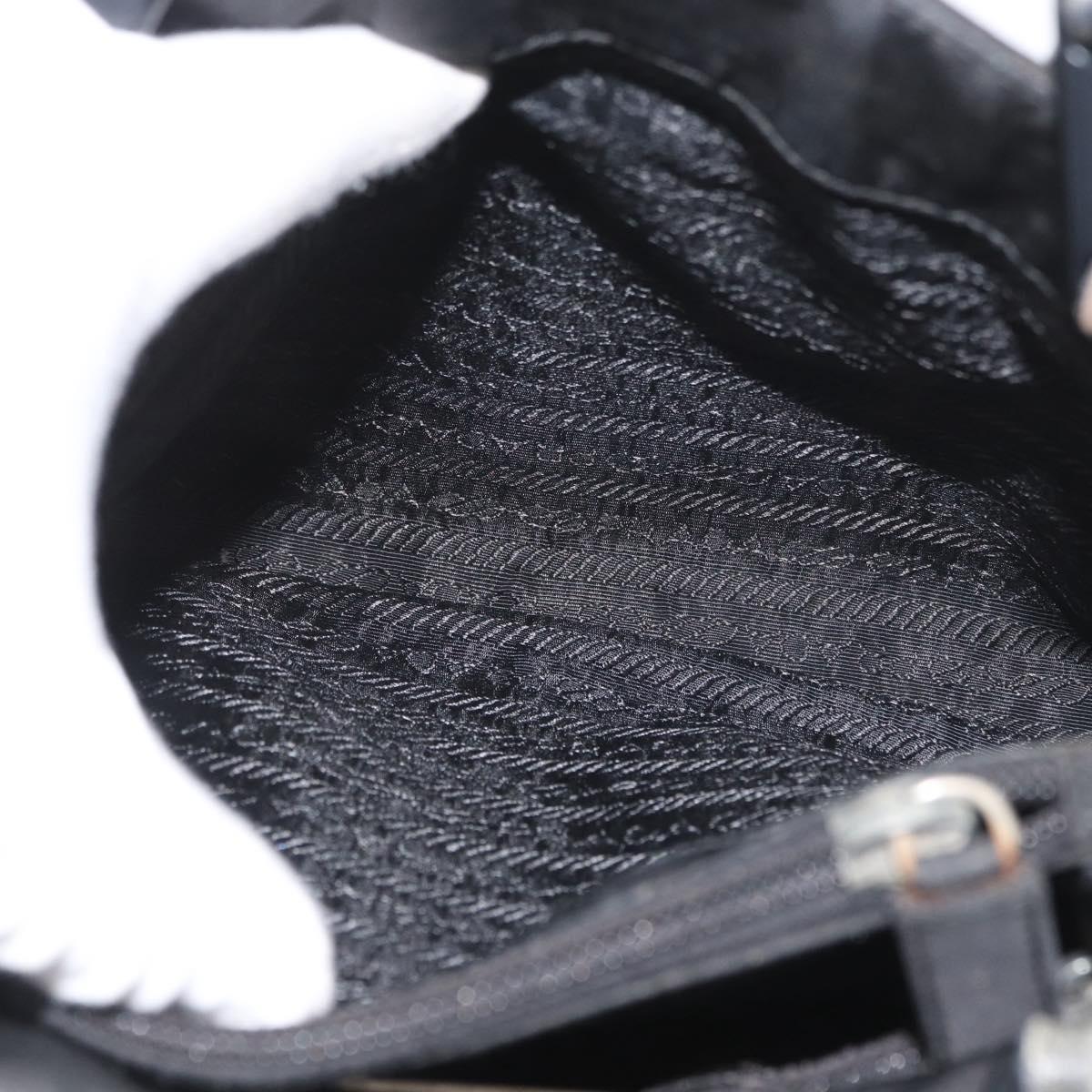 PRADA Tote Bag Nylon Black Silver Auth BSZ307