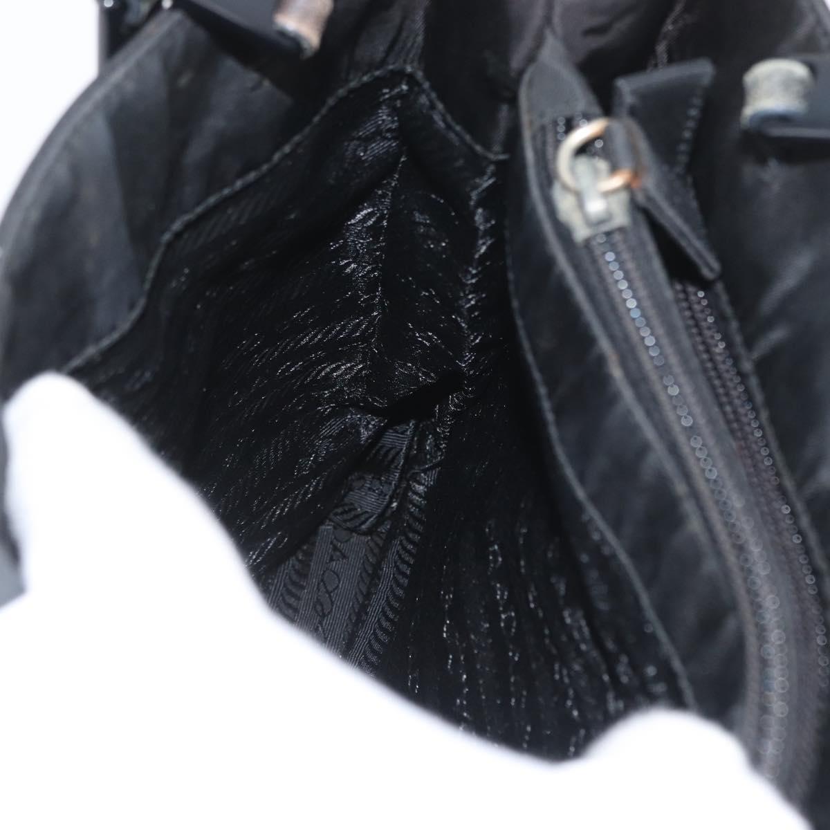PRADA Tote Bag Nylon Black Silver Auth BSZ307