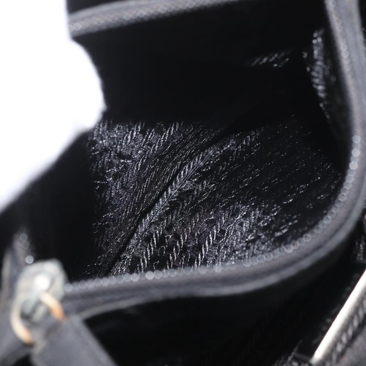 PRADA Tote Bag Nylon Black Silver Auth BSZ307