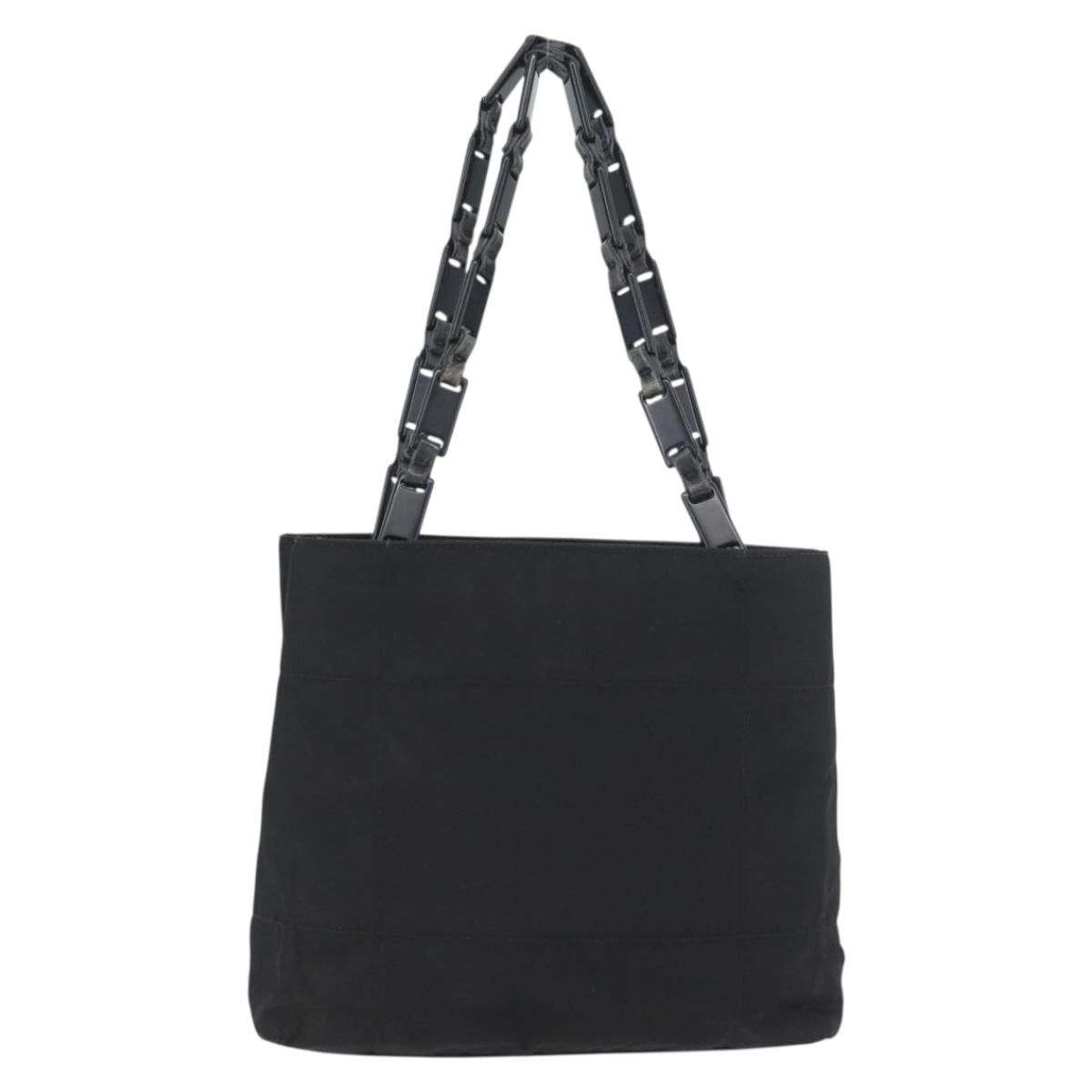 PRADA Tote Bag Nylon Black Silver Auth BSZ307