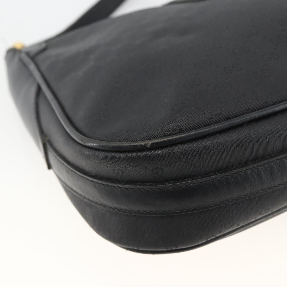 GUCCI Micro GG Supreme Shoulder Bag PVC Black Gold Auth BSZ310