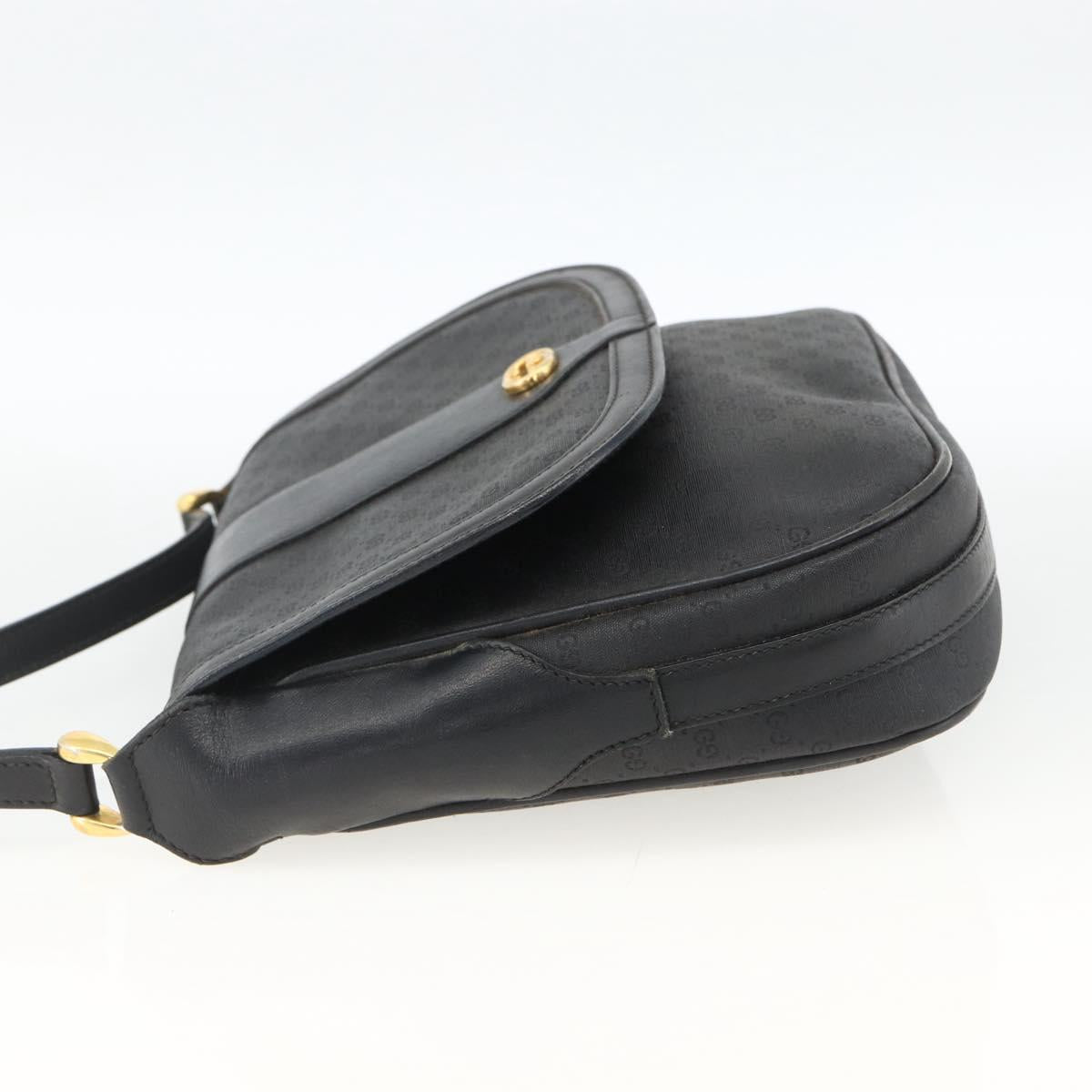GUCCI Micro GG Supreme Shoulder Bag PVC Black Gold Auth BSZ310