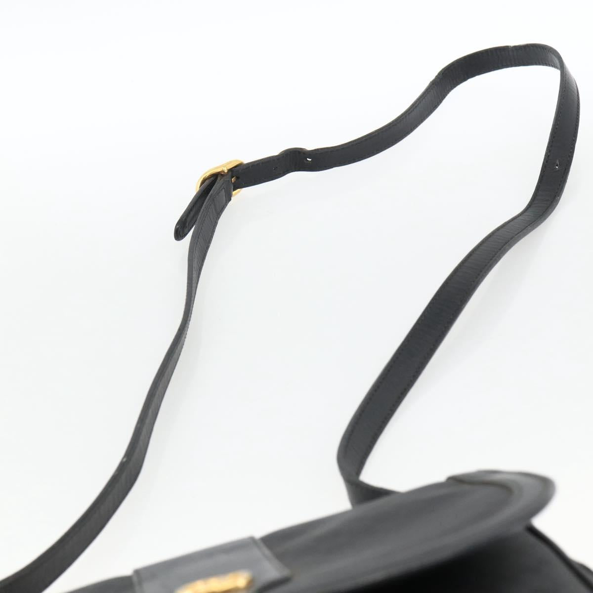 GUCCI Micro GG Supreme Shoulder Bag PVC Black Gold Auth BSZ310
