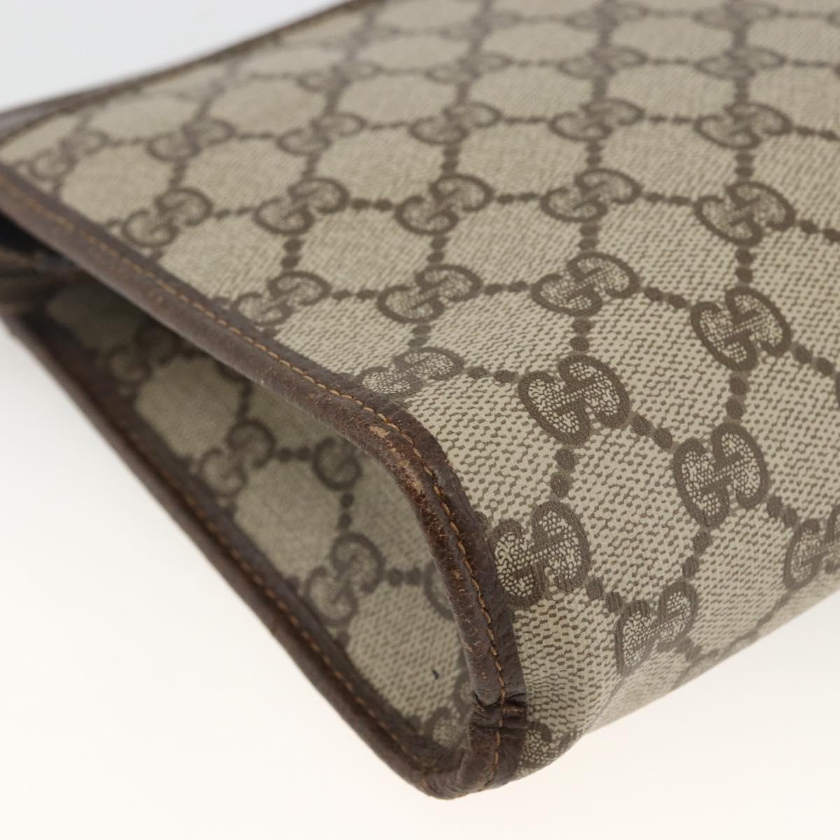 GUCCI GG Supreme Clutch Bag PVC Beige Gold 97 01 037 Auth BSZ311