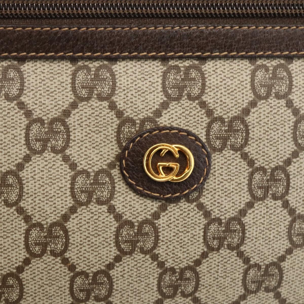 GUCCI GG Supreme Clutch Bag PVC Beige Gold 97 01 037 Auth BSZ311