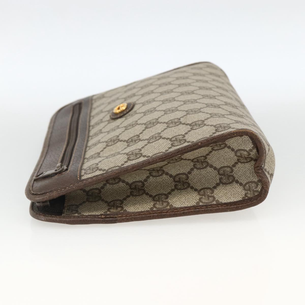 GUCCI GG Supreme Clutch Bag PVC Beige Gold 97 01 037 Auth BSZ311
