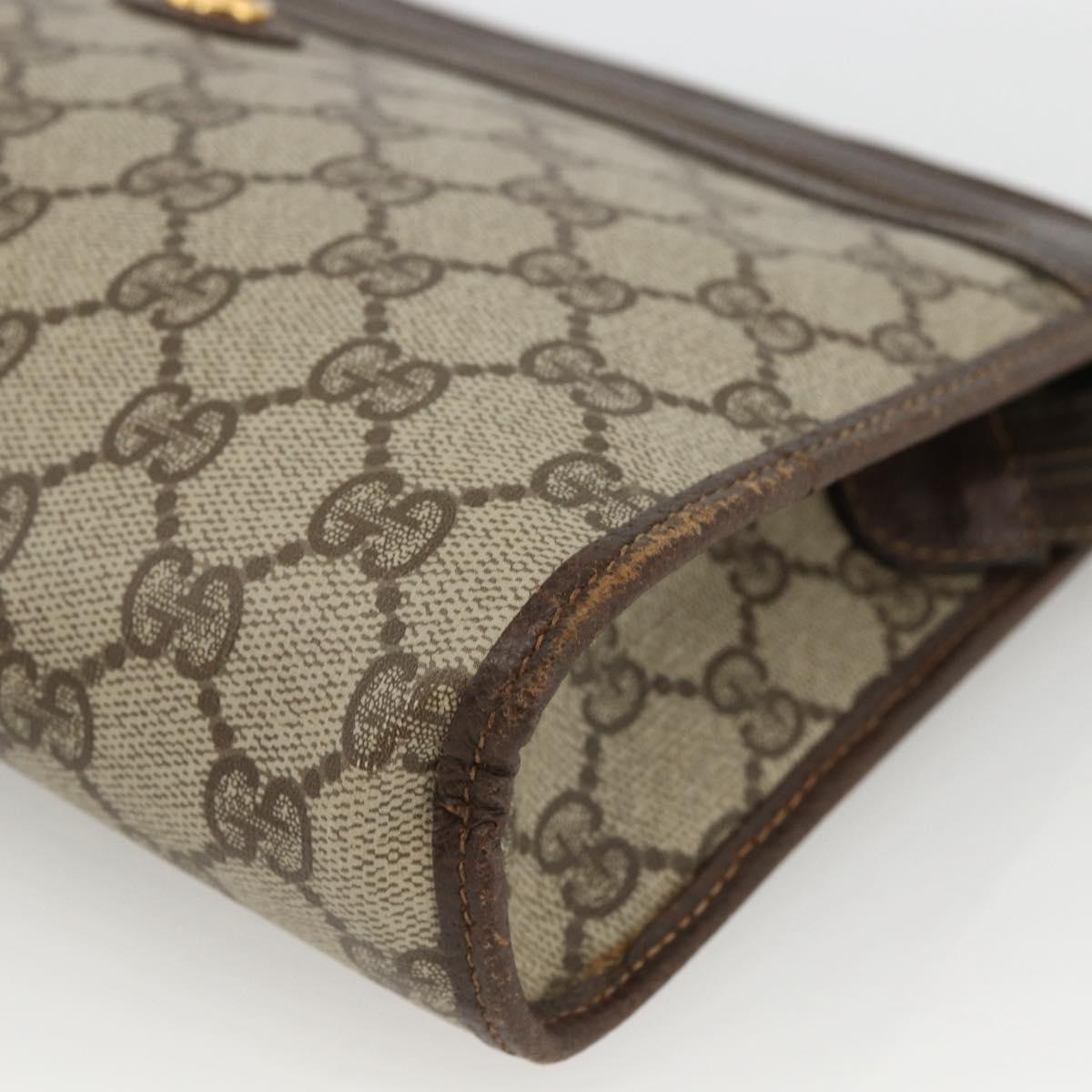 GUCCI GG Supreme Clutch Bag PVC Beige Gold 97 01 037 Auth BSZ311