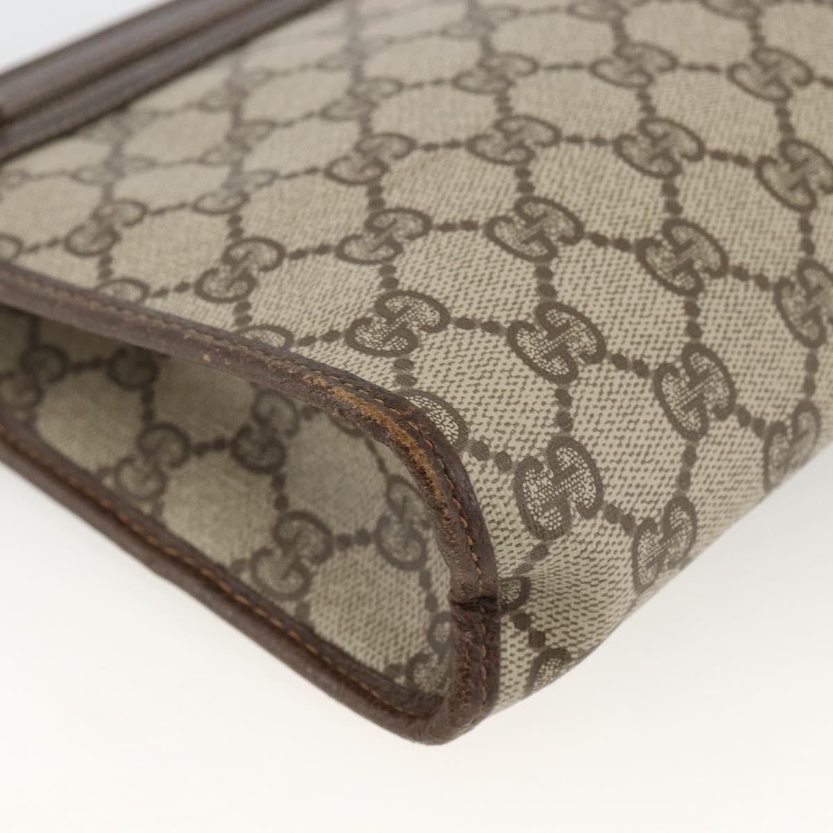 GUCCI GG Supreme Clutch Bag PVC Beige Gold 97 01 037 Auth BSZ311