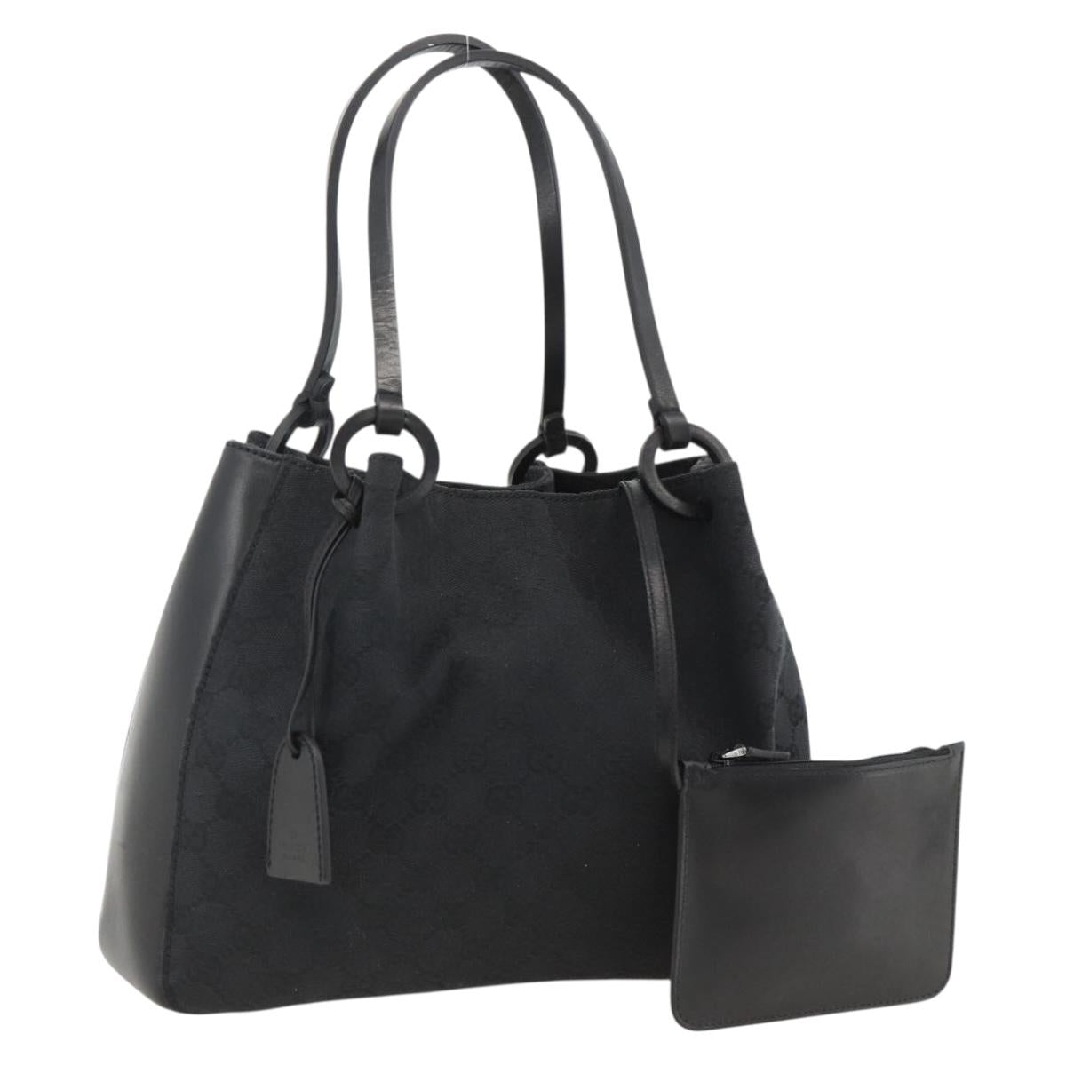 GUCCI GG Canvas Tote Bag Black Silver 101919 Auth BSZ312V