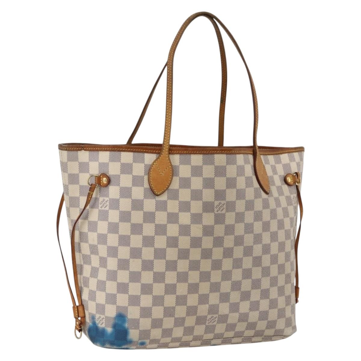 LOUIS VUITTON Damier Azur Neverfull MM Tote Bag N41605 LV Auth BSZ316