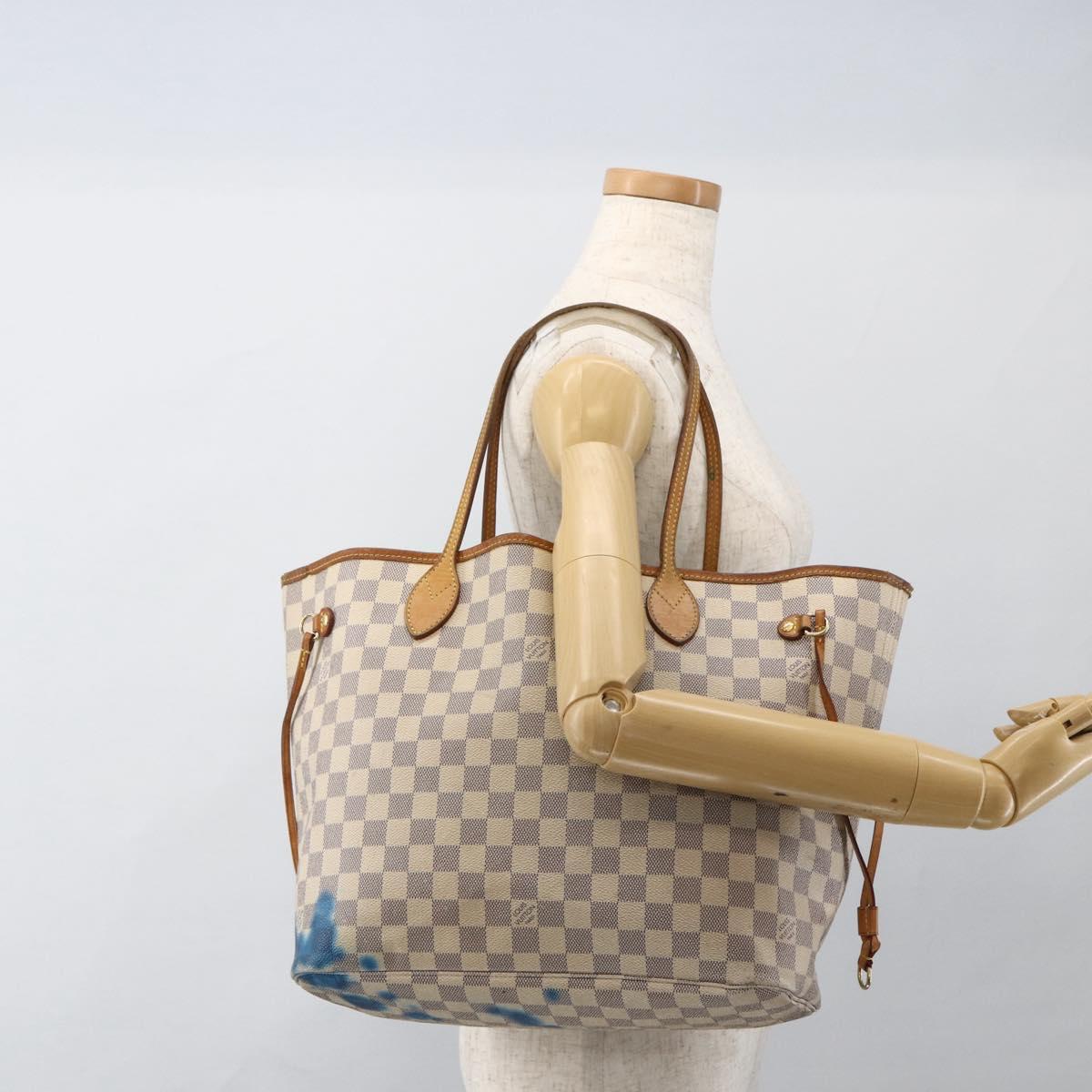 LOUIS VUITTON Damier Azur Neverfull MM Tote Bag N41605 LV Auth BSZ316