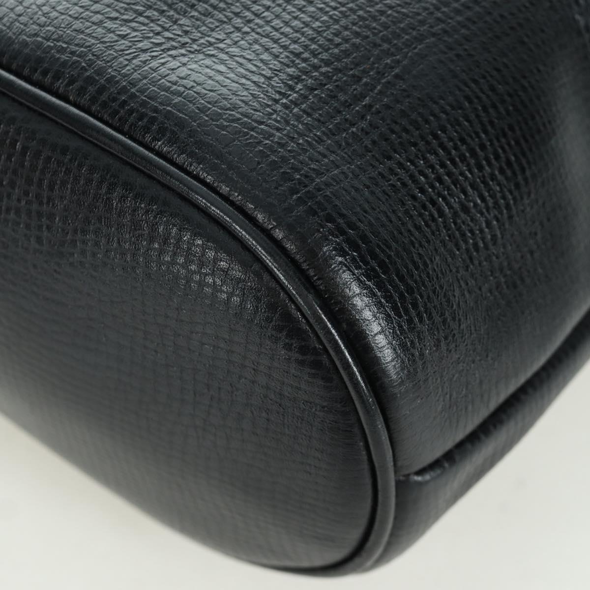 Christian Dior Hand Bag Leather Black Gold Auth BSZ319A