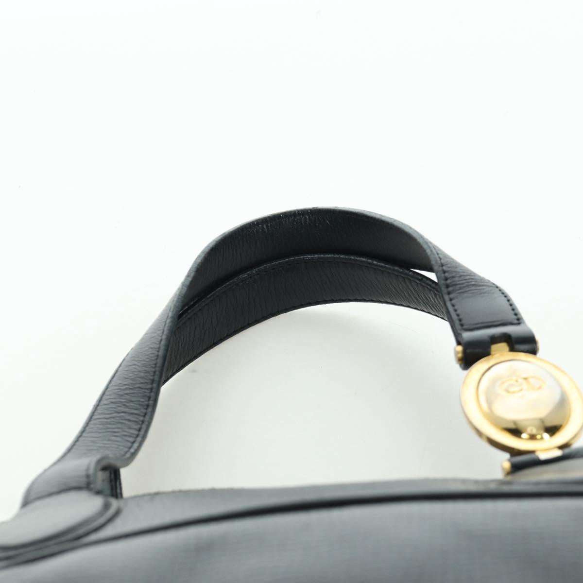 Christian Dior Hand Bag Leather Black Gold Auth BSZ319A