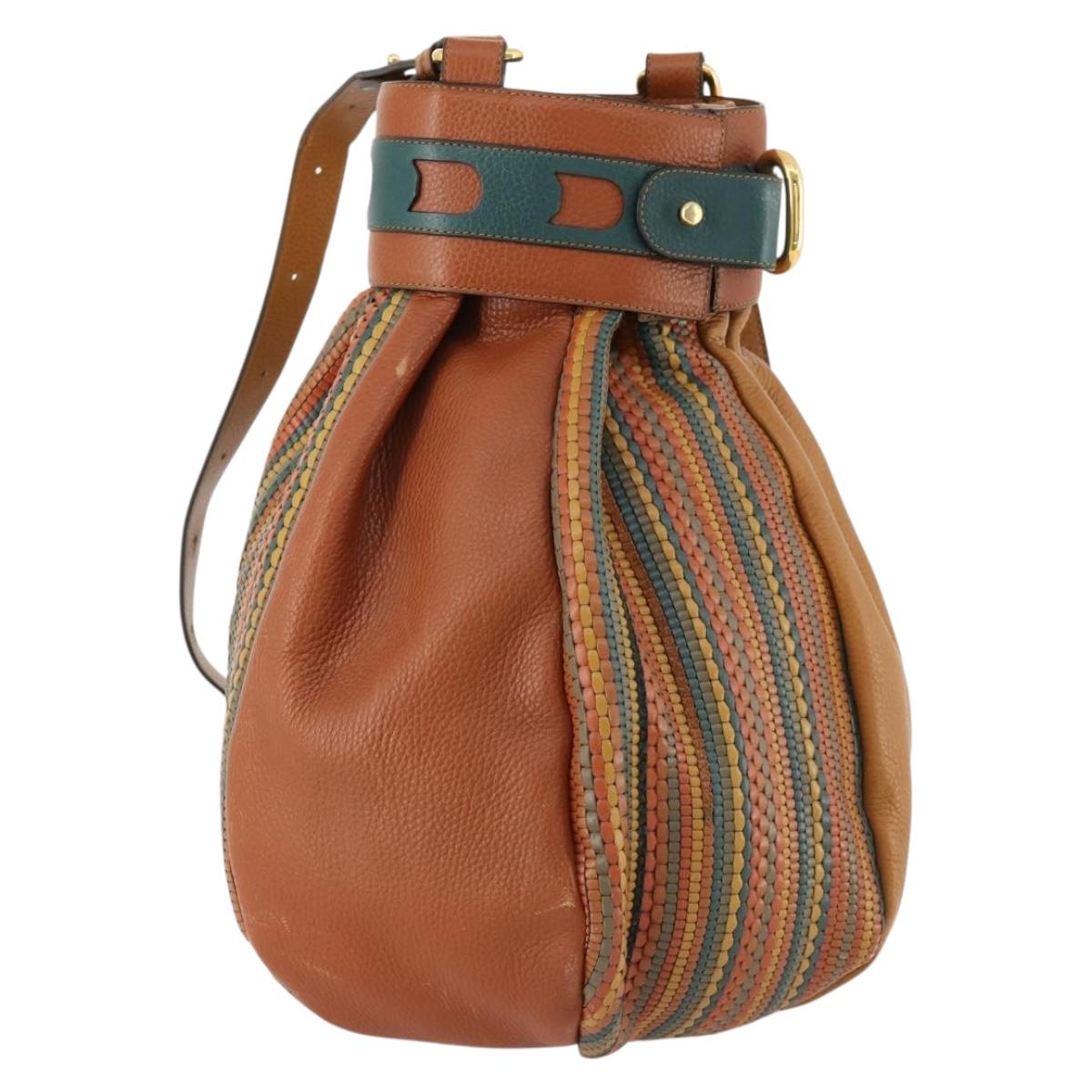 DELVAUX Shoulder Bag Leather Green Gold Auth BSZ321
