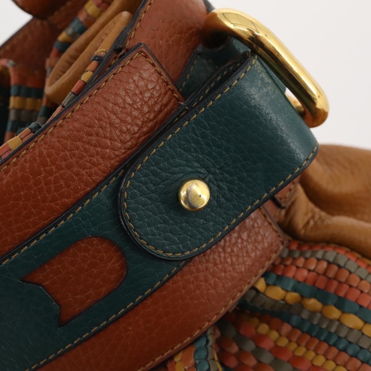 DELVAUX Shoulder Bag Leather Green Gold Auth BSZ321
