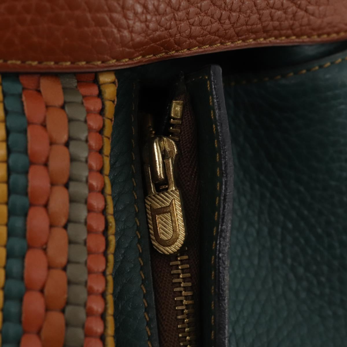 DELVAUX Shoulder Bag Leather Green Gold Auth BSZ321
