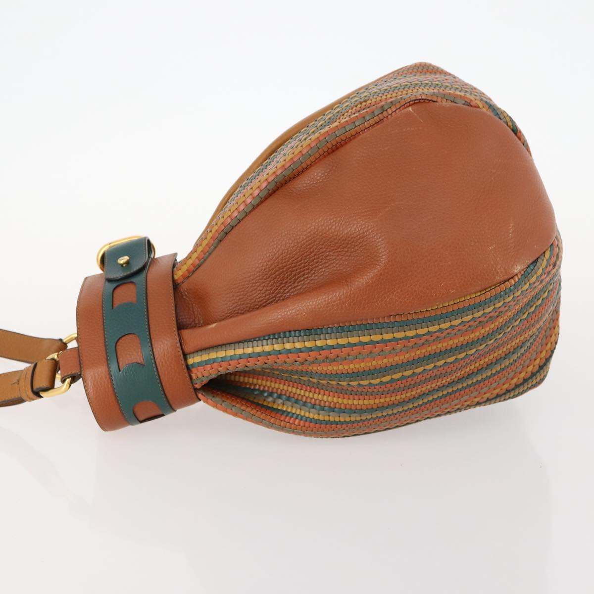 DELVAUX Shoulder Bag Leather Green Gold Auth BSZ321