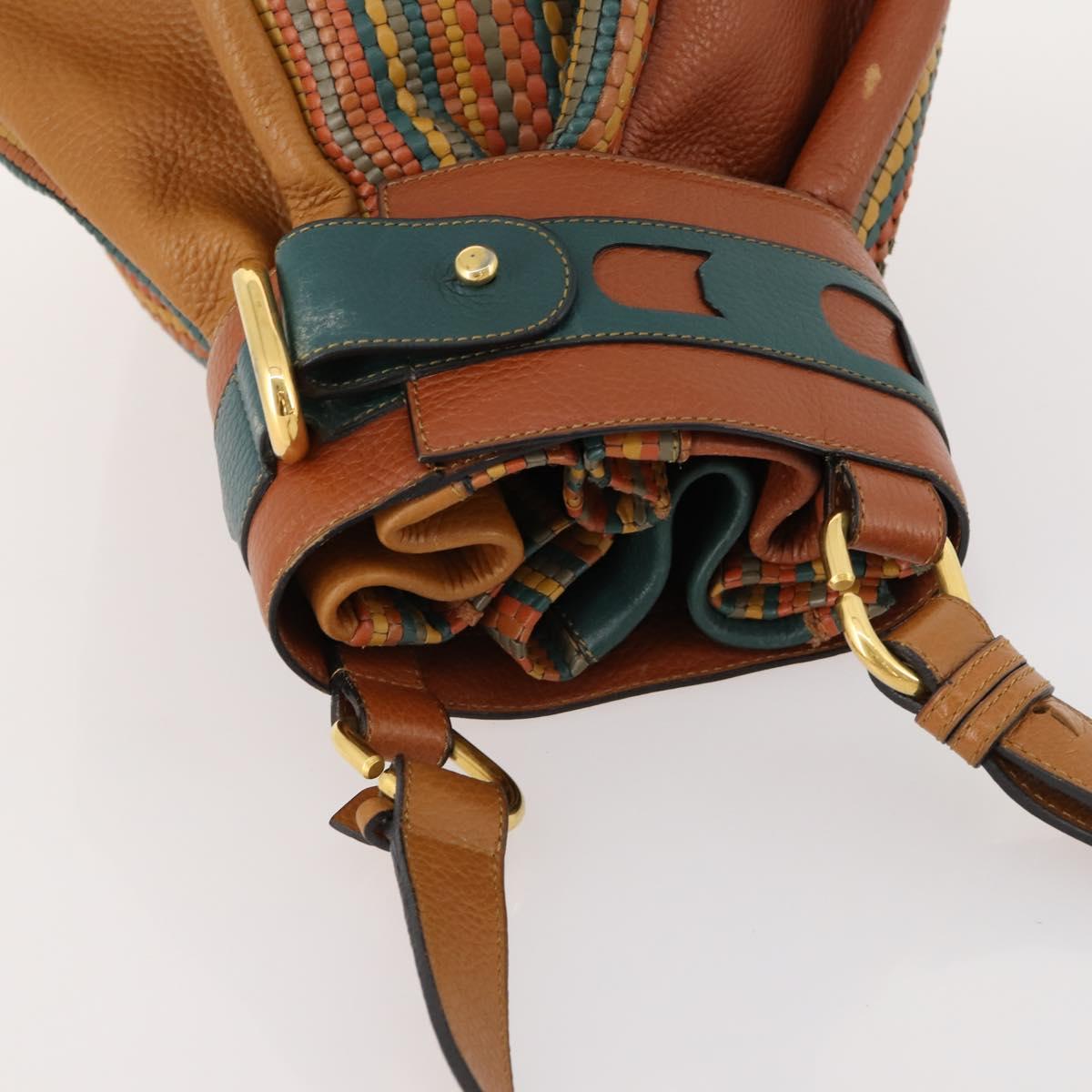 DELVAUX Shoulder Bag Leather Green Gold Auth BSZ321