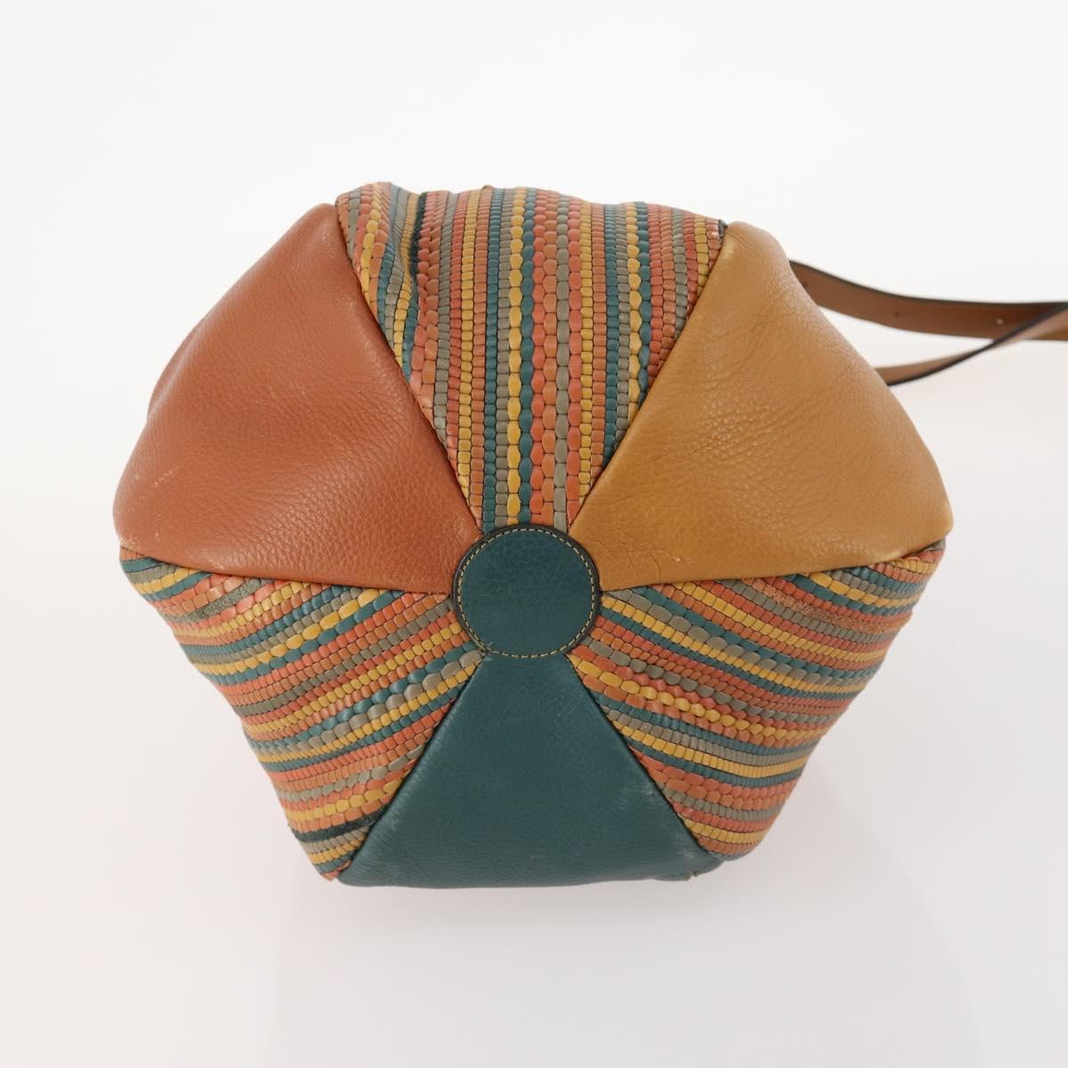 DELVAUX Shoulder Bag Leather Green Gold Auth BSZ321