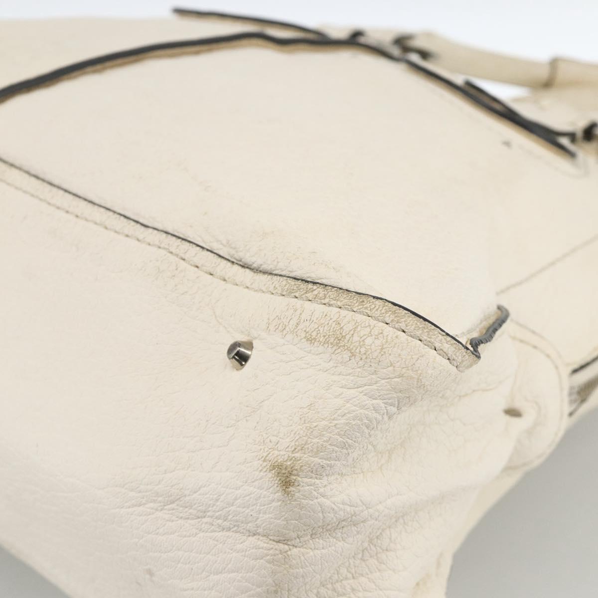 Chloe Paddington Hand Bag Leather White Silver Auth BSZ323