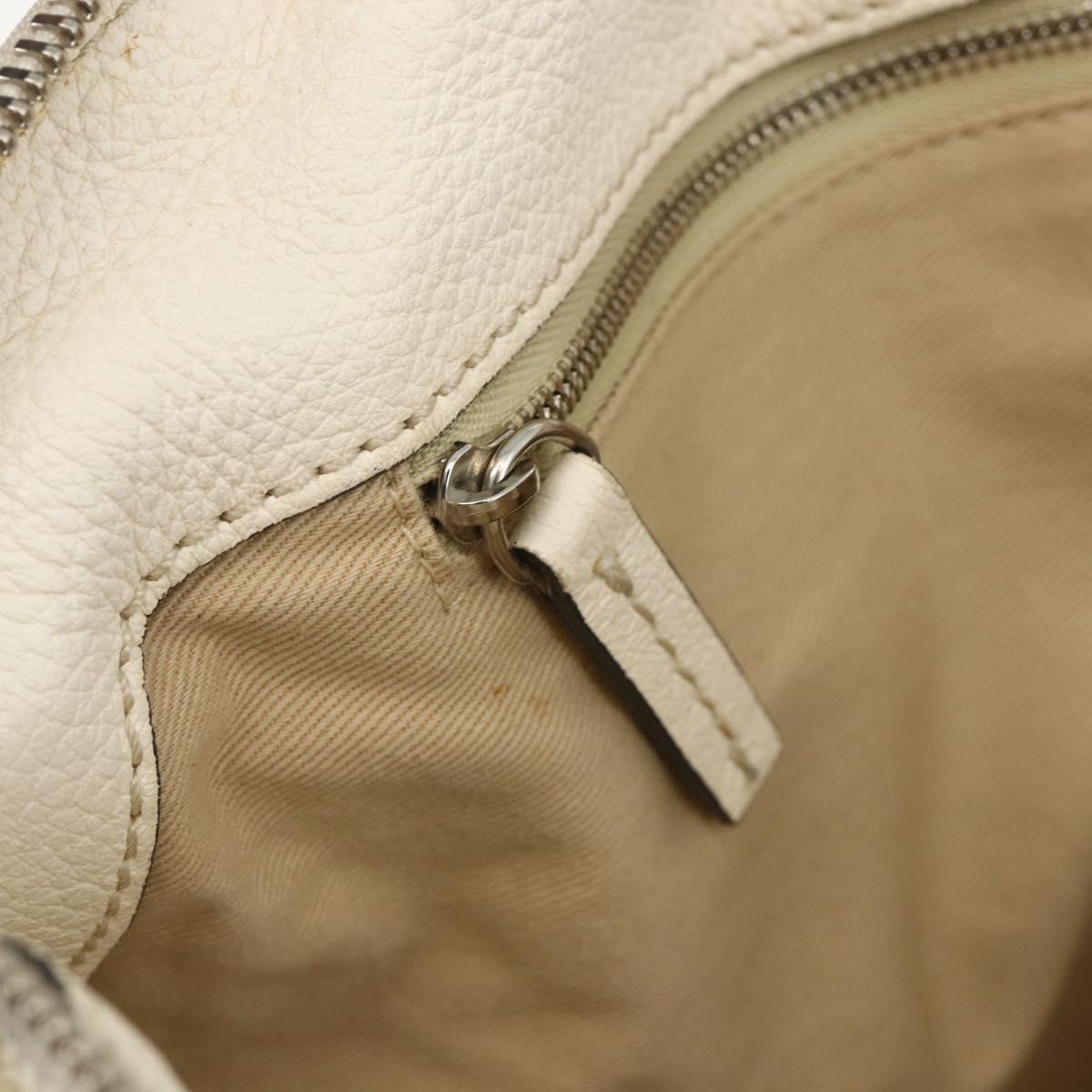 Chloe Paddington Hand Bag Leather White Silver Auth BSZ323