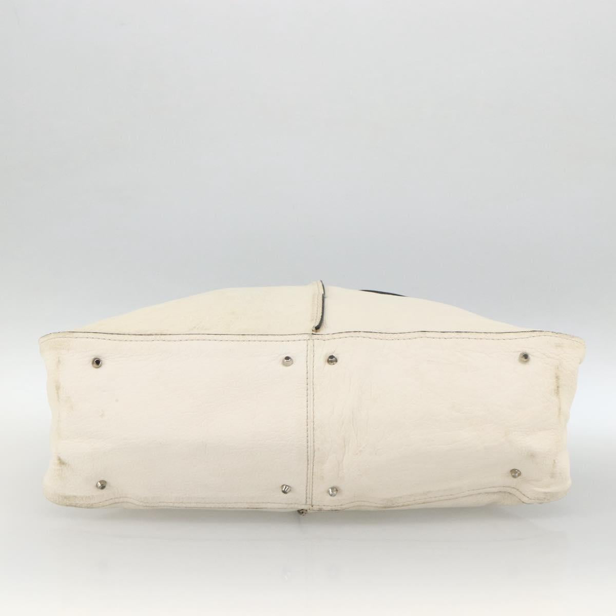 Chloe Paddington Hand Bag Leather White Silver Auth BSZ323
