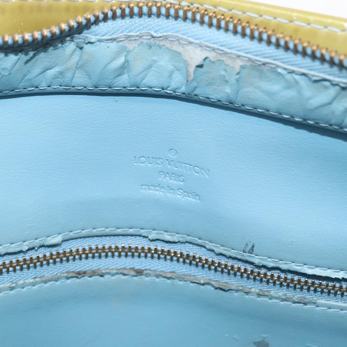 LOUIS VUITTON Monogram Vernis Houston Hand Bag Baby Blue M91005 LV Auth BSZ324