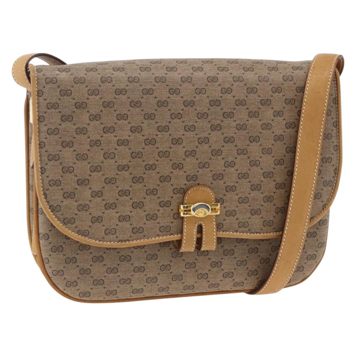 GUCCI Micro GG Supreme Shoulder Bag PVC Beige Gold 406 001 1780 Auth BSZ330A