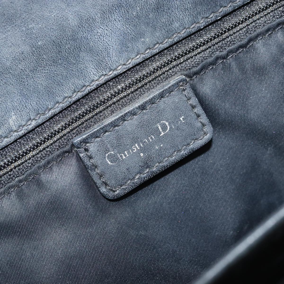 Christian Dior Trotter Canvas Hand Bag Black Silver Auth BSZ335