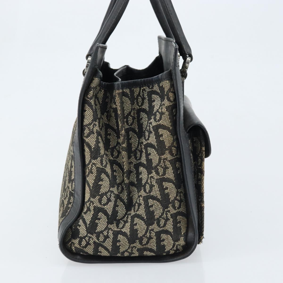 Christian Dior Trotter Canvas Hand Bag Black Silver Auth BSZ335