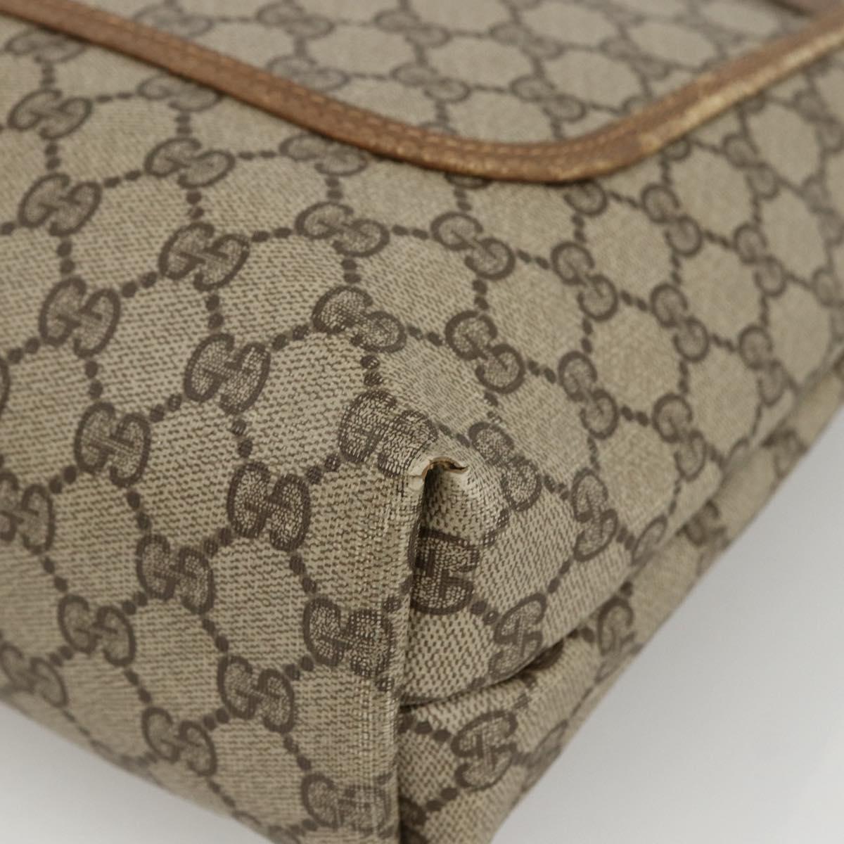 GUCCI GG Supreme Web Sherry Line Tote Bag PVC Beige Gold 39 02 003 Auth BSZ336