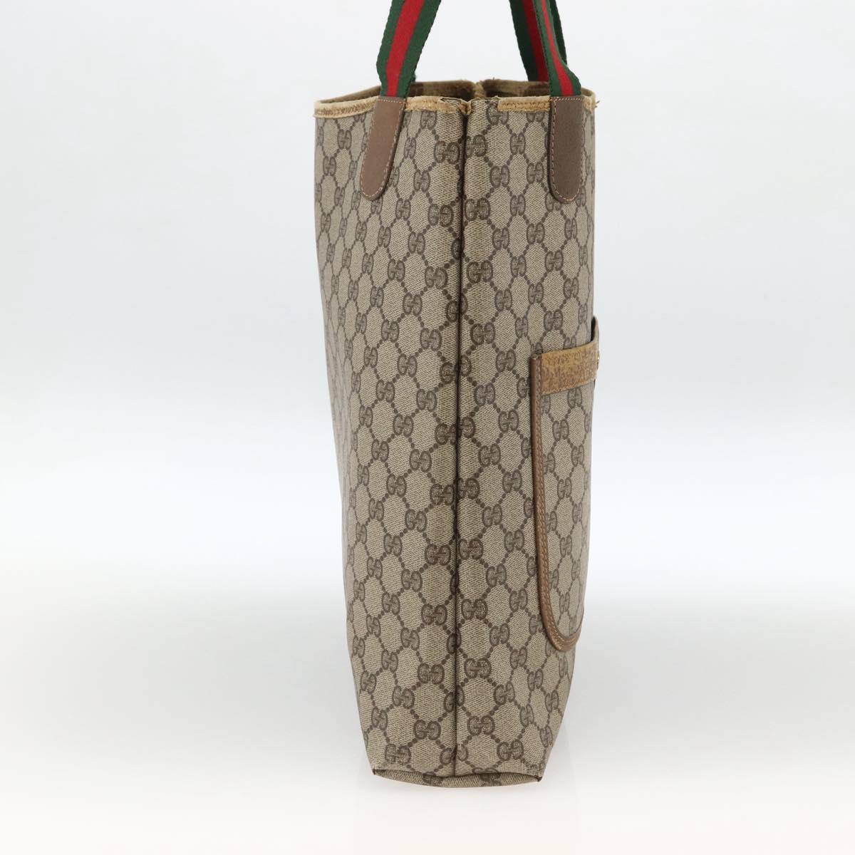 GUCCI GG Supreme Web Sherry Line Tote Bag PVC Beige Gold 39 02 003 Auth BSZ336