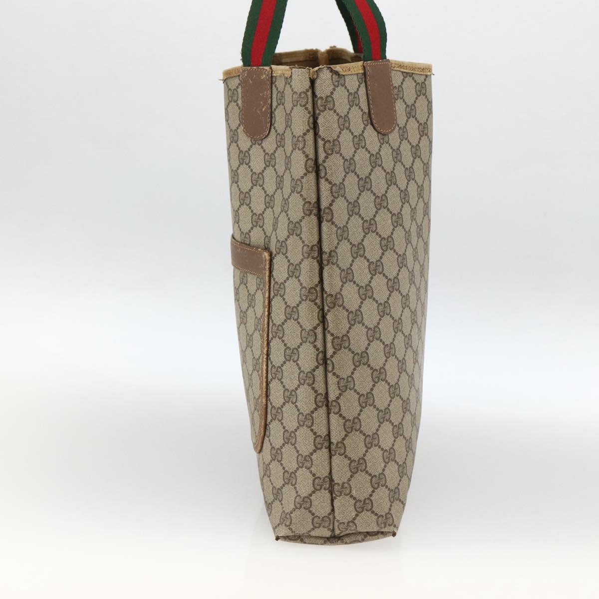 GUCCI GG Supreme Web Sherry Line Tote Bag PVC Beige Gold 39 02 003 Auth BSZ336