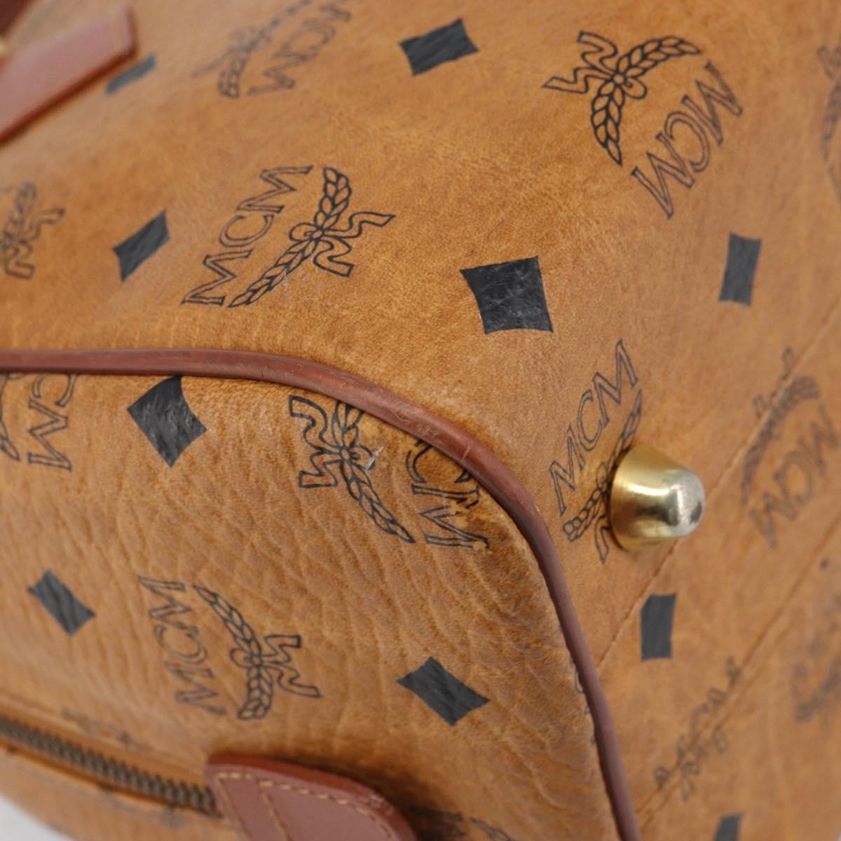 MCM Vicetos Logogram Hand Bag PVC Leather Brown Gold Auth BSZ338
