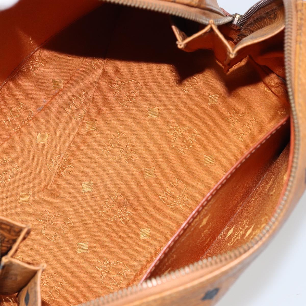 MCM Vicetos Logogram Hand Bag PVC Leather Brown Gold Auth BSZ338