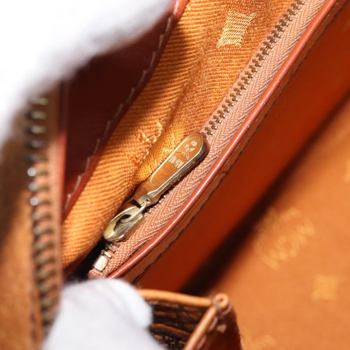 MCM Vicetos Logogram Hand Bag PVC Leather Brown Gold Auth BSZ338