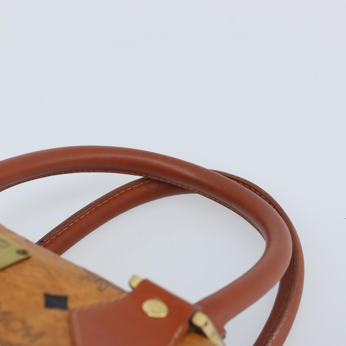 MCM Vicetos Logogram Hand Bag PVC Leather Brown Gold Auth BSZ338