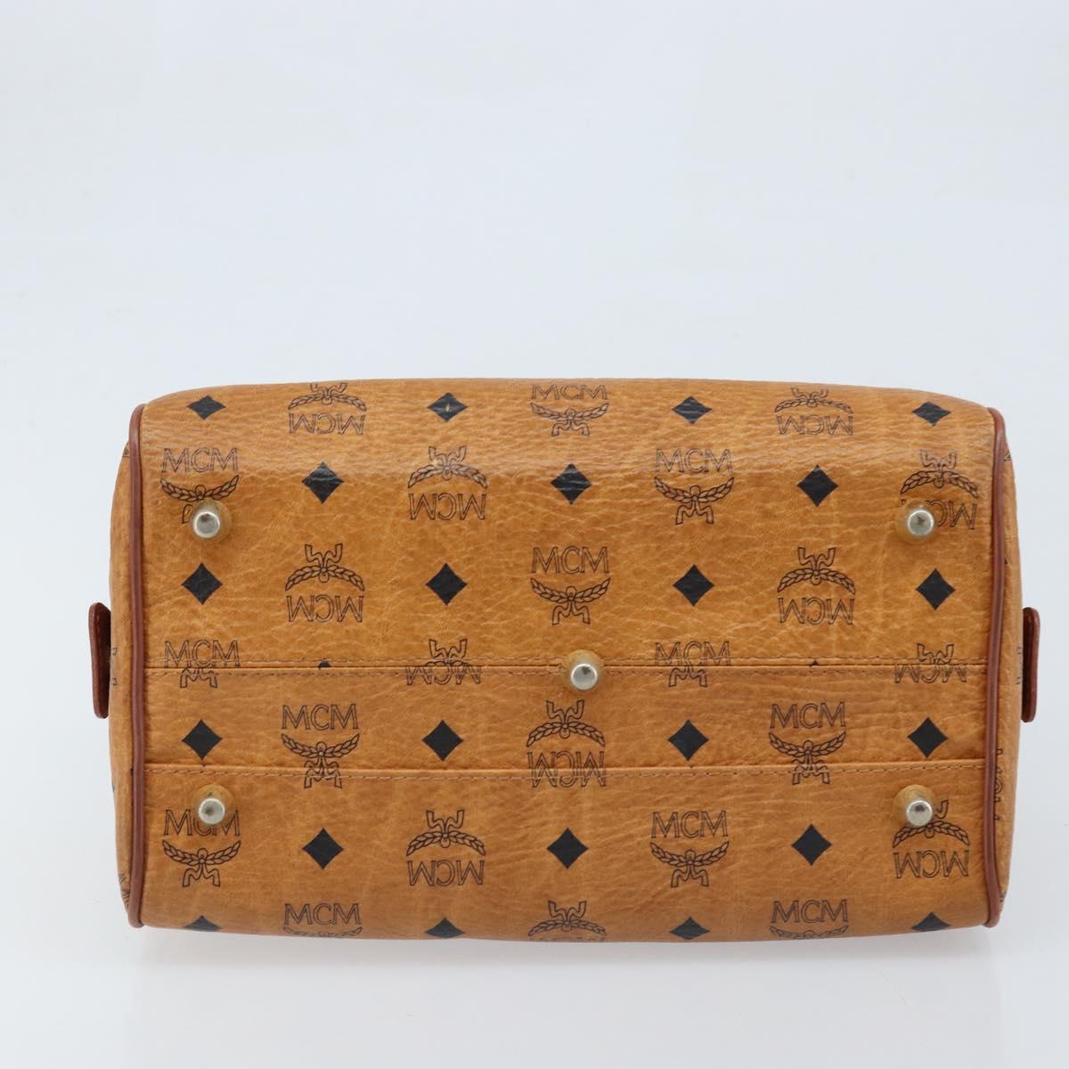 MCM Vicetos Logogram Hand Bag PVC Leather Brown Gold Auth BSZ338