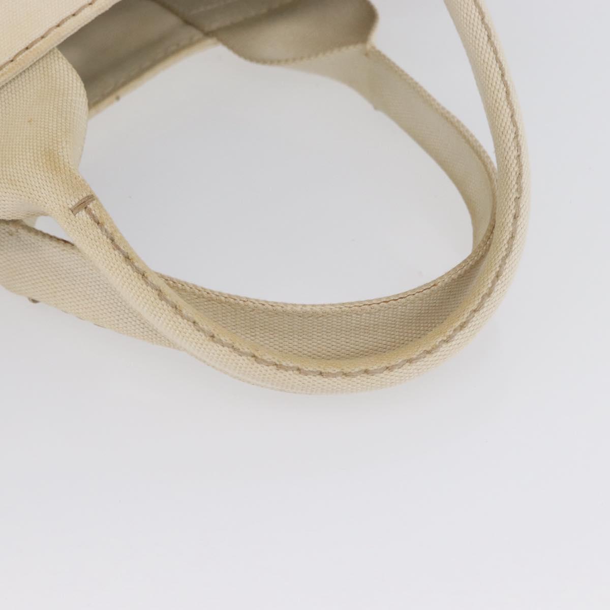 PRADA Canapa MM Hand Bag Denim White Gold Auth BSZ344