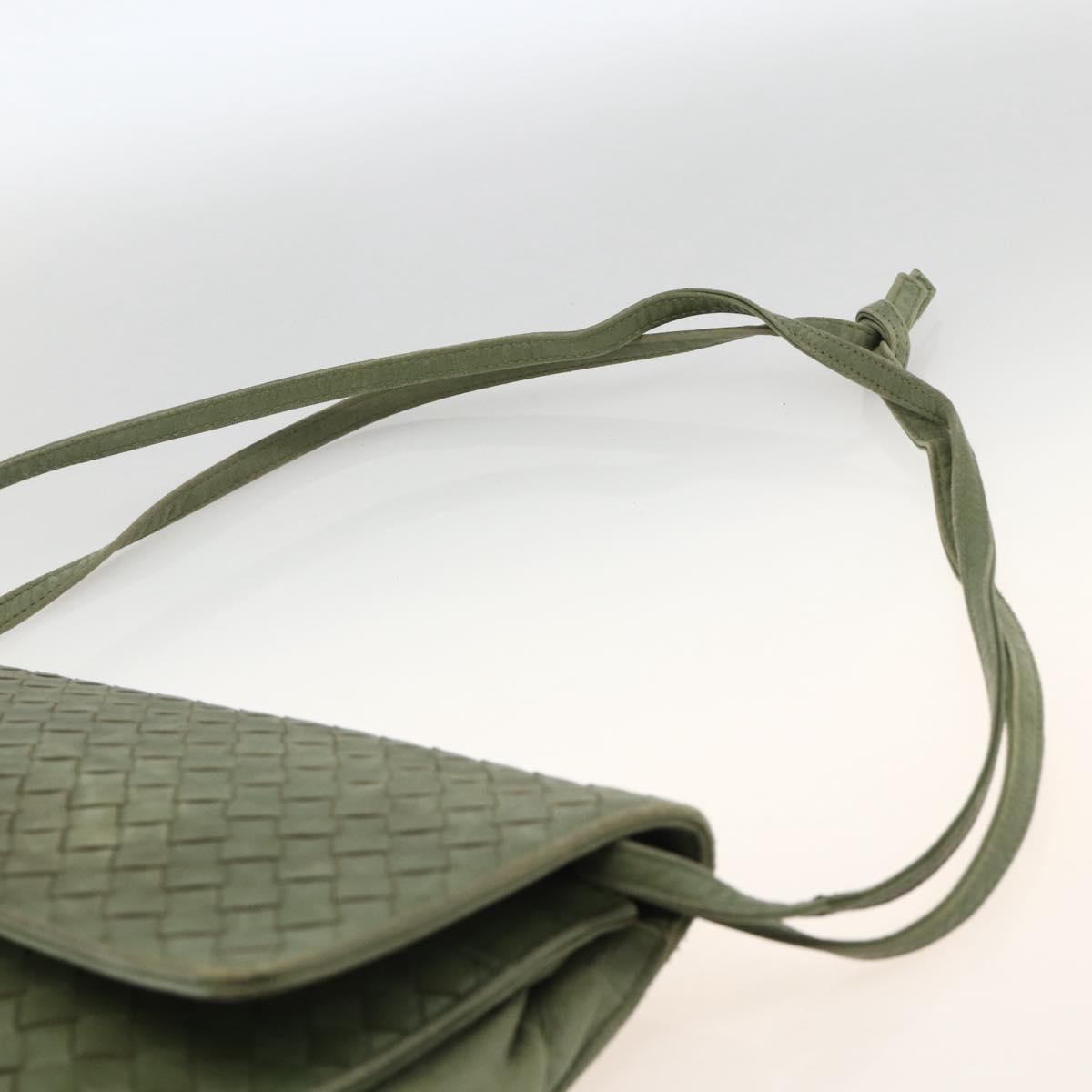 BOTTEGA VENETA INTRECCIATO Shoulder Bag Leather Khaki Gold Auth BSZ346