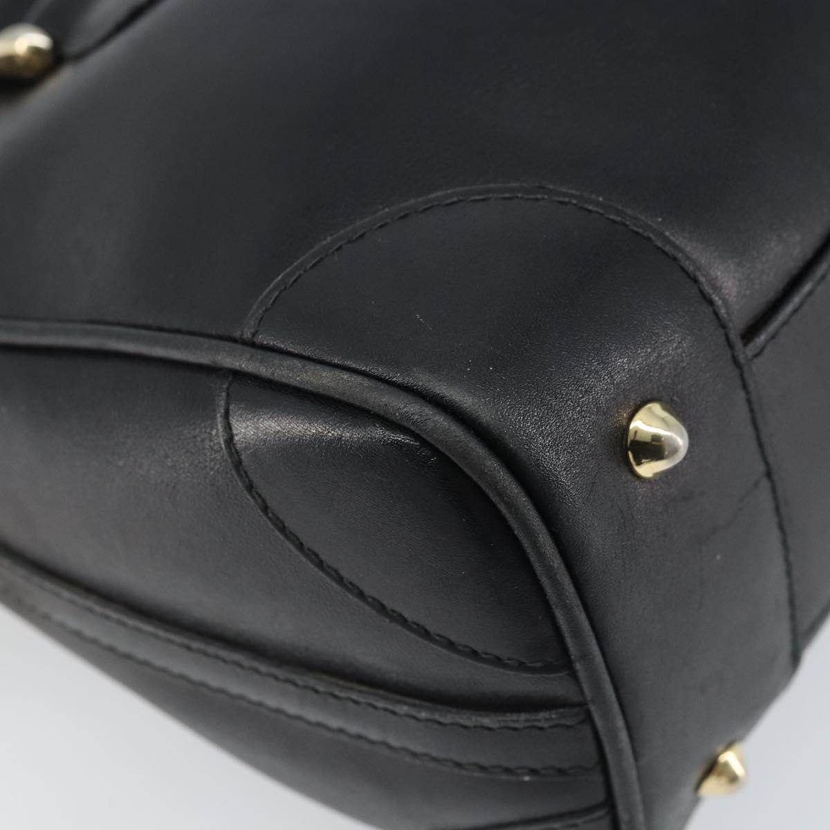 GUCCI Hand Bag Leather Black Gold Auth BSZ350