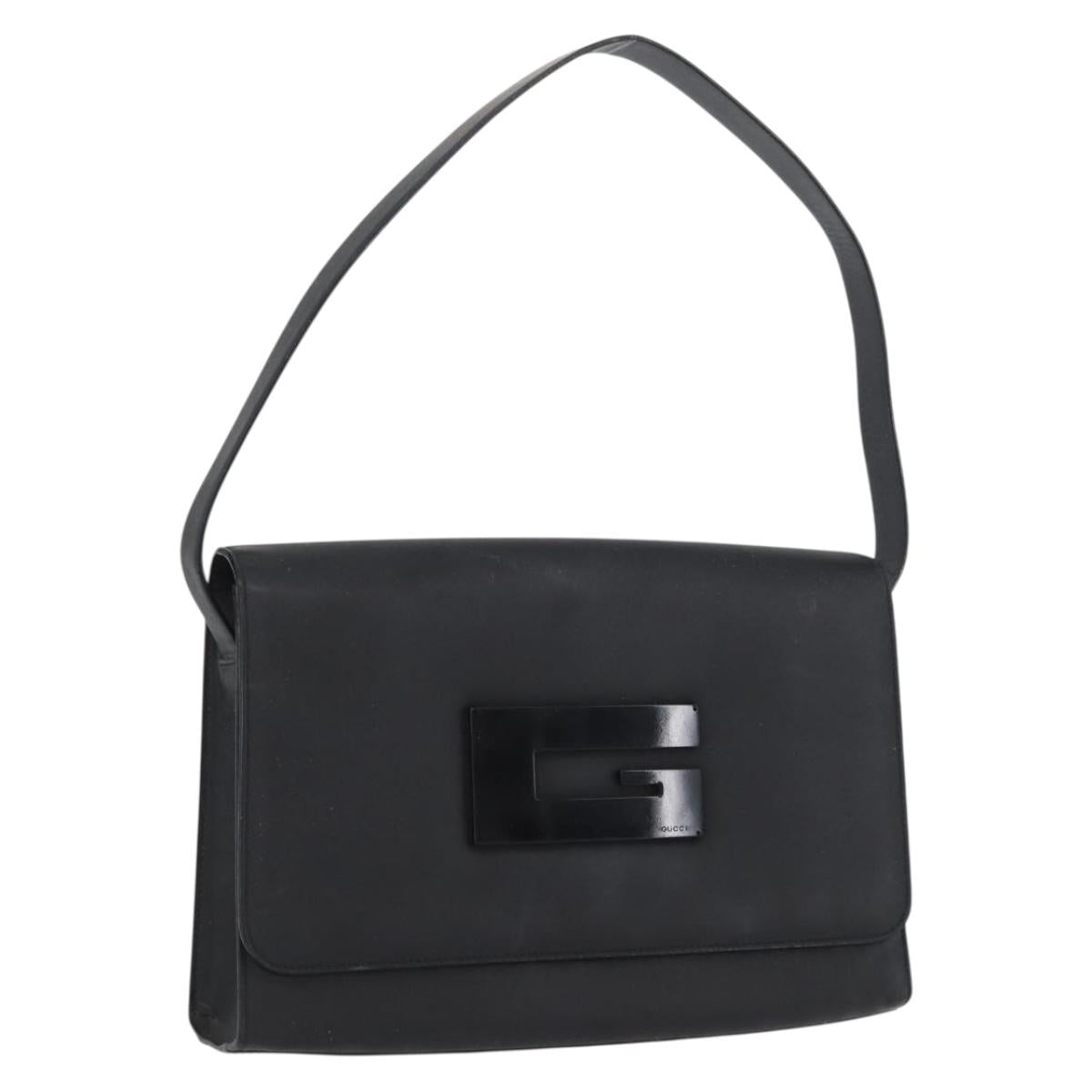 GUCCI Shoulder Bag Leather Black Silver 001 3064 Auth BSZ351