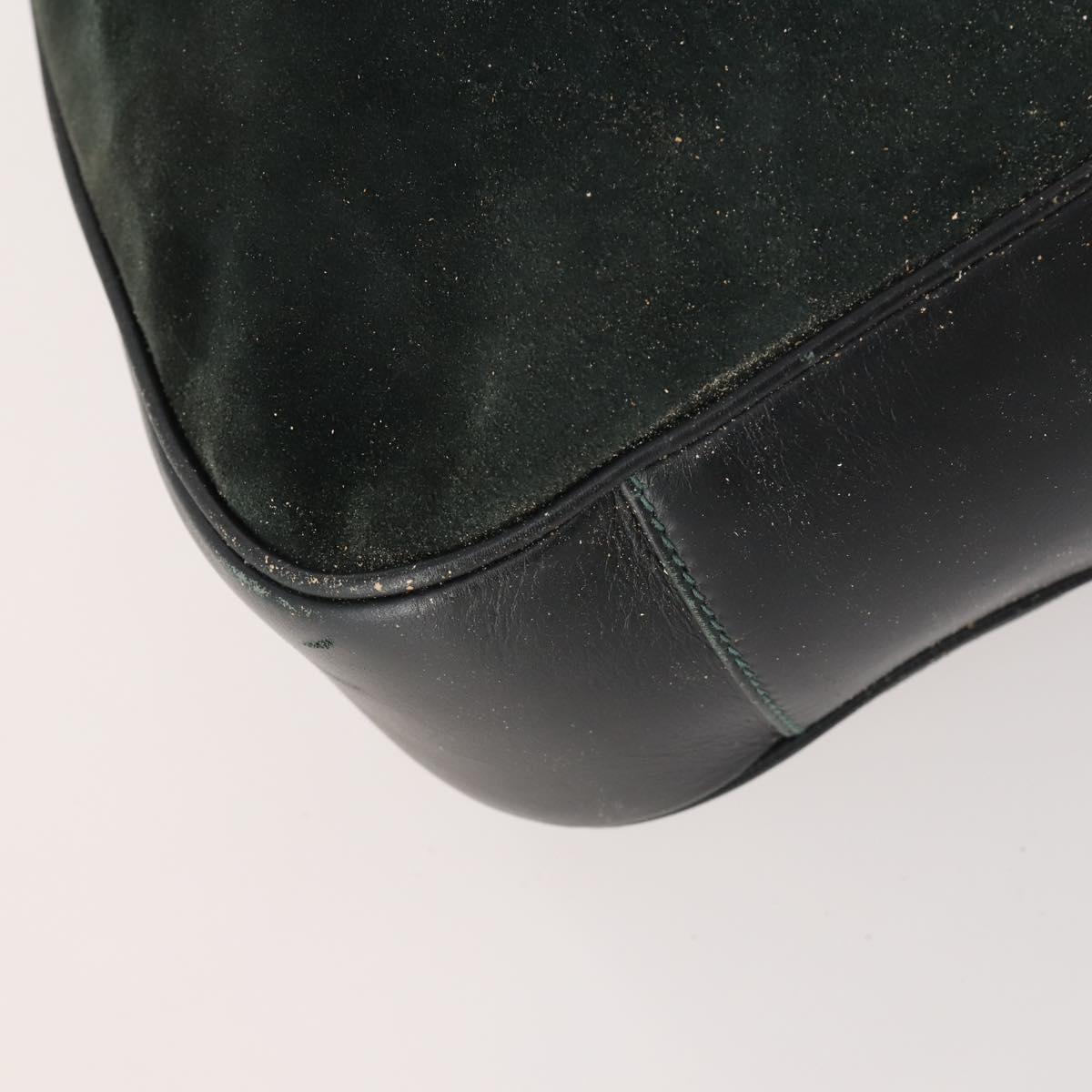 GUCCI Bamboo Shoulder Bag Suede 2way Green Gold 001 3754 Auth BSZ354