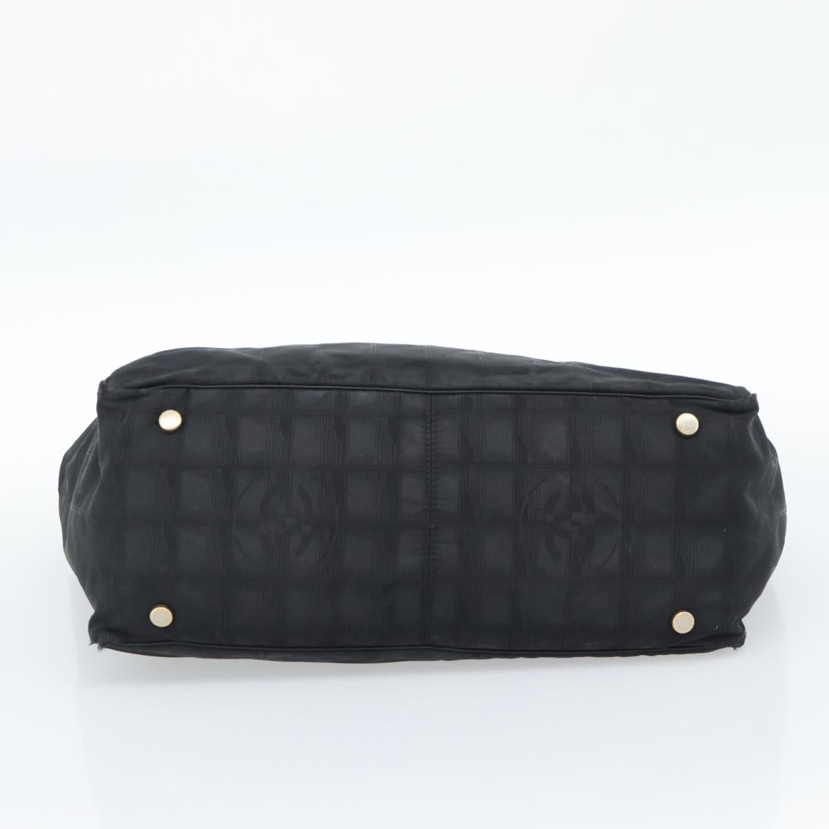 CHANEL New Travel Line Tote Bag Nylon Black Gold CC Auth BSZ356