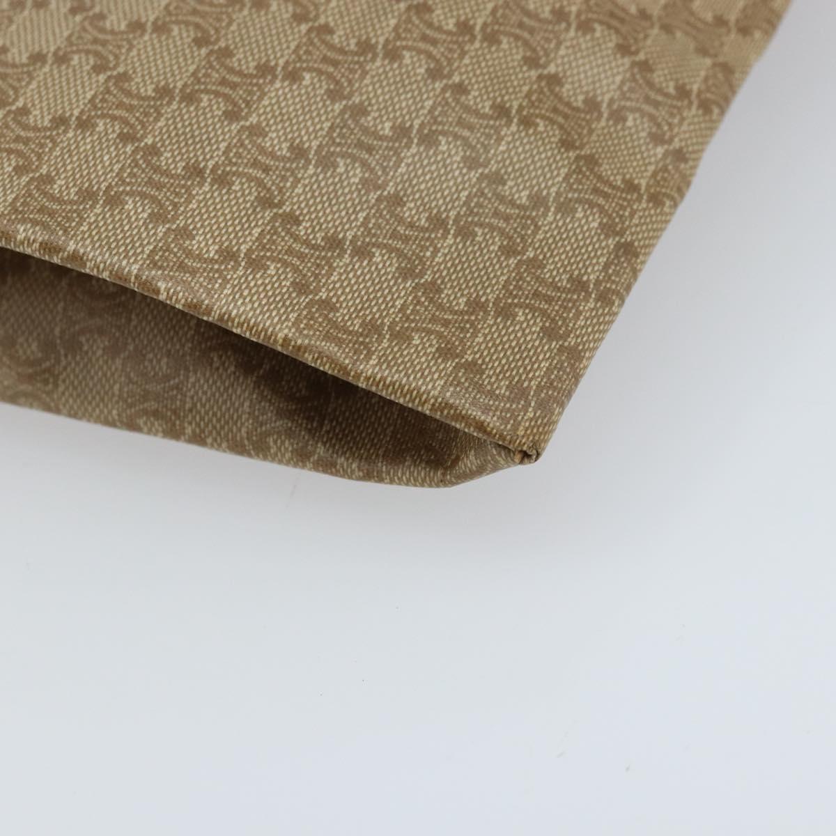 CELINE Macadam Canvas Hand Bag PVC Beige Gold Auth BSZ357