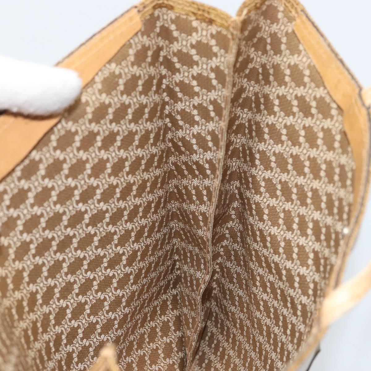 CELINE Macadam Canvas Hand Bag PVC Beige Gold Auth BSZ357