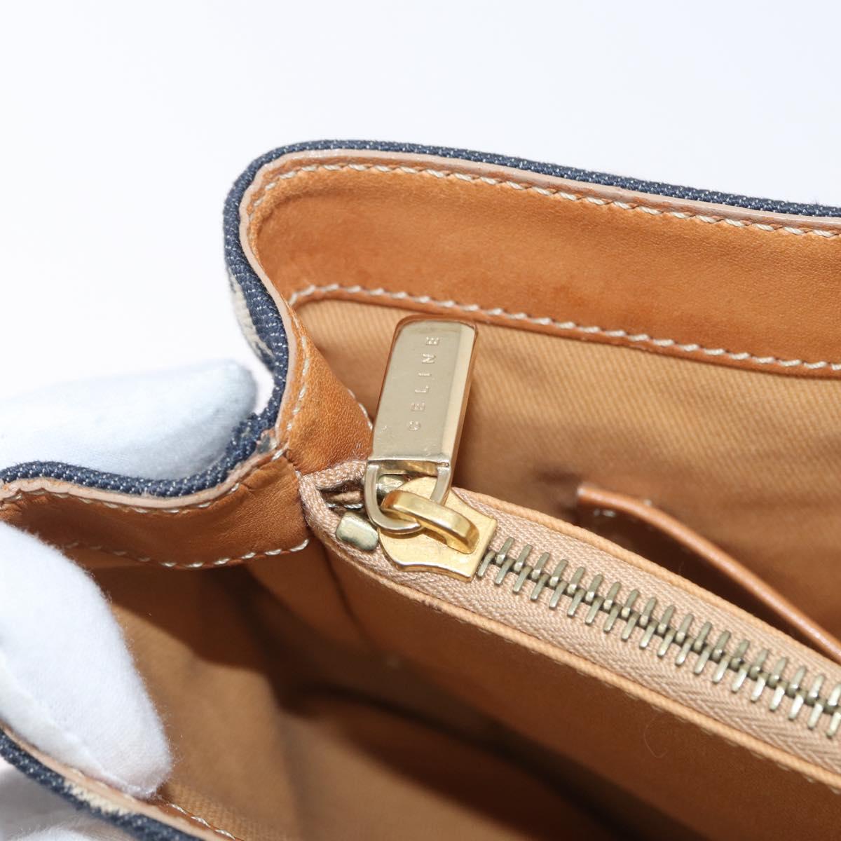 CELINE C Macadam Canvas Hand Bag Navy Gold Auth BSZ358V
